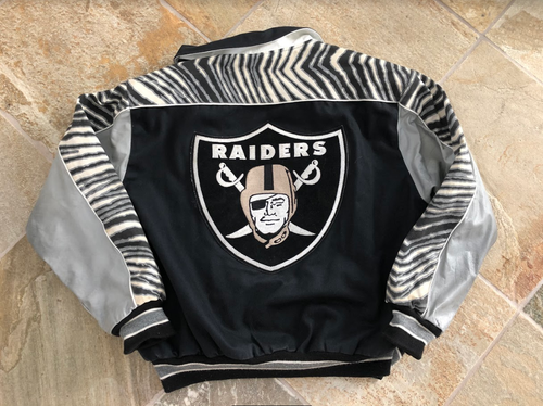 Vintage Oakland Raiders Jeff Hamilton Zubaz Leather Football Jacket, Size Adult Large