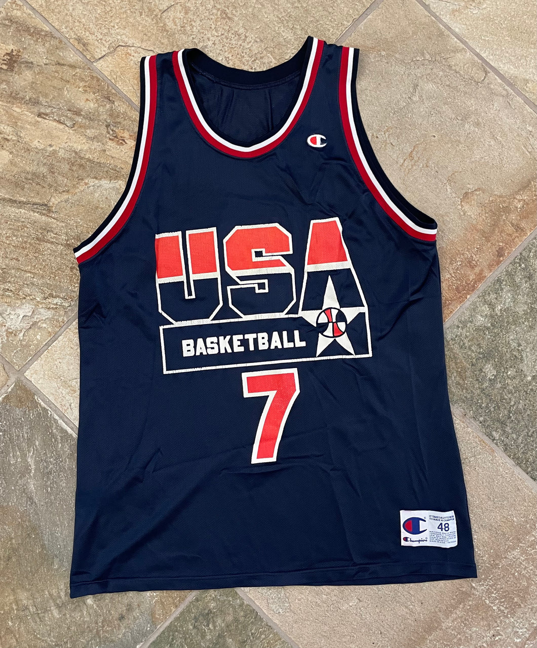 Vintage Team USA Shawn Kemp Champion Basketball Jersey, Size 48, XL