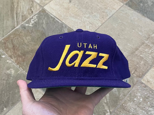 Vintage Utah Jazz Sports Specialties Script Snapback Basketball Hat