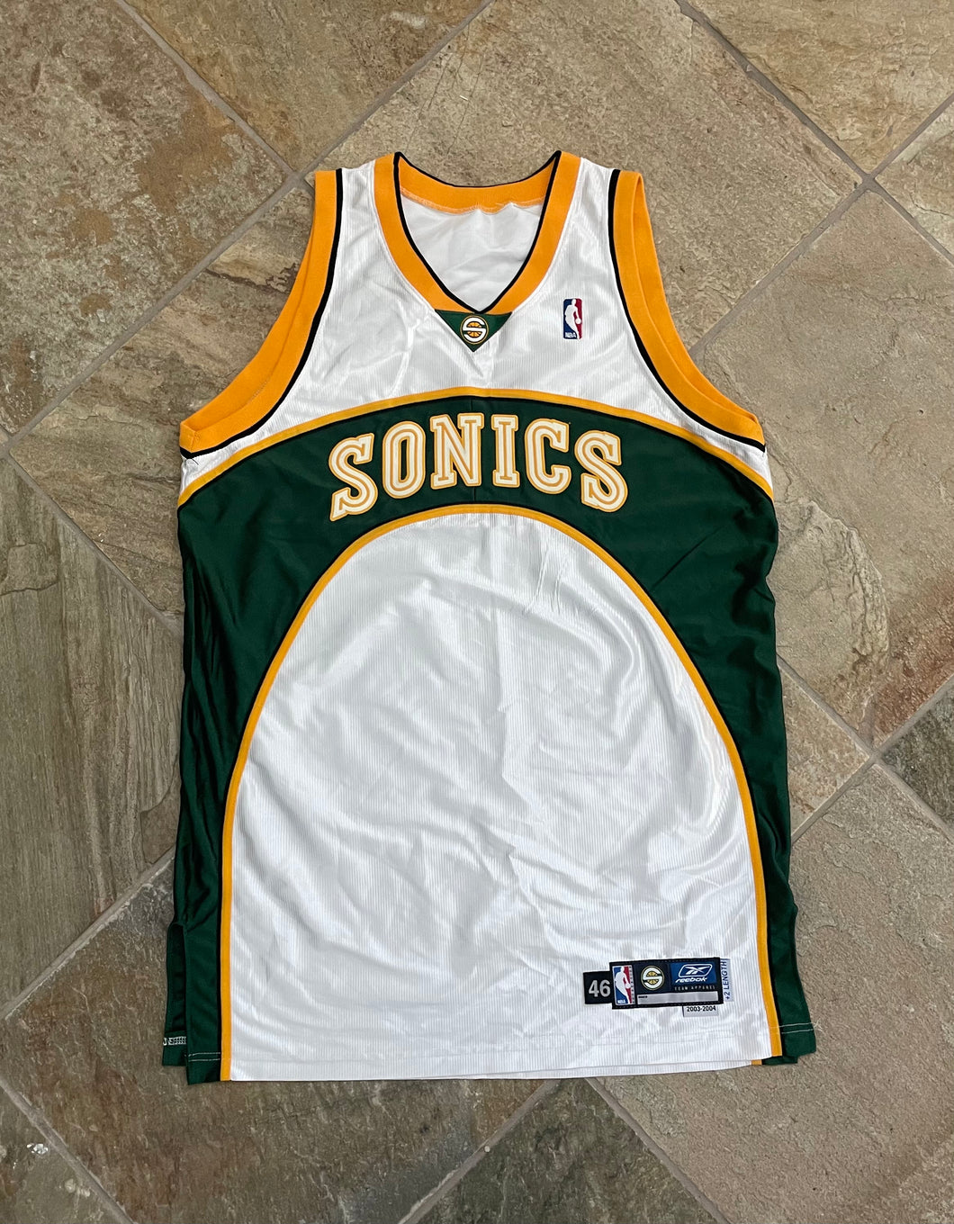 Vintage Seattle SuperSonics Reebok Team Issued Basketball Jersey, Size 46