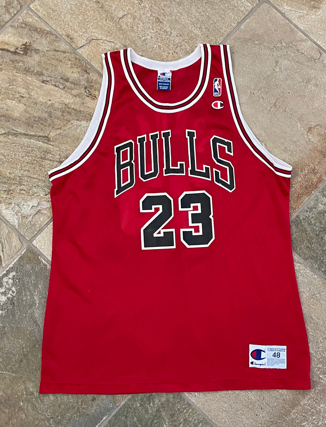 Vintage Chicago Bulls Michael Jordan Champion Basketball Jersey, Size 48, XL