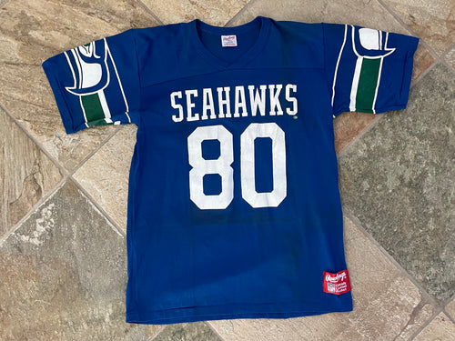 Vintage Seattle Seahawks Steve Largent Rawlings Jersey Football TShirt, Size Large