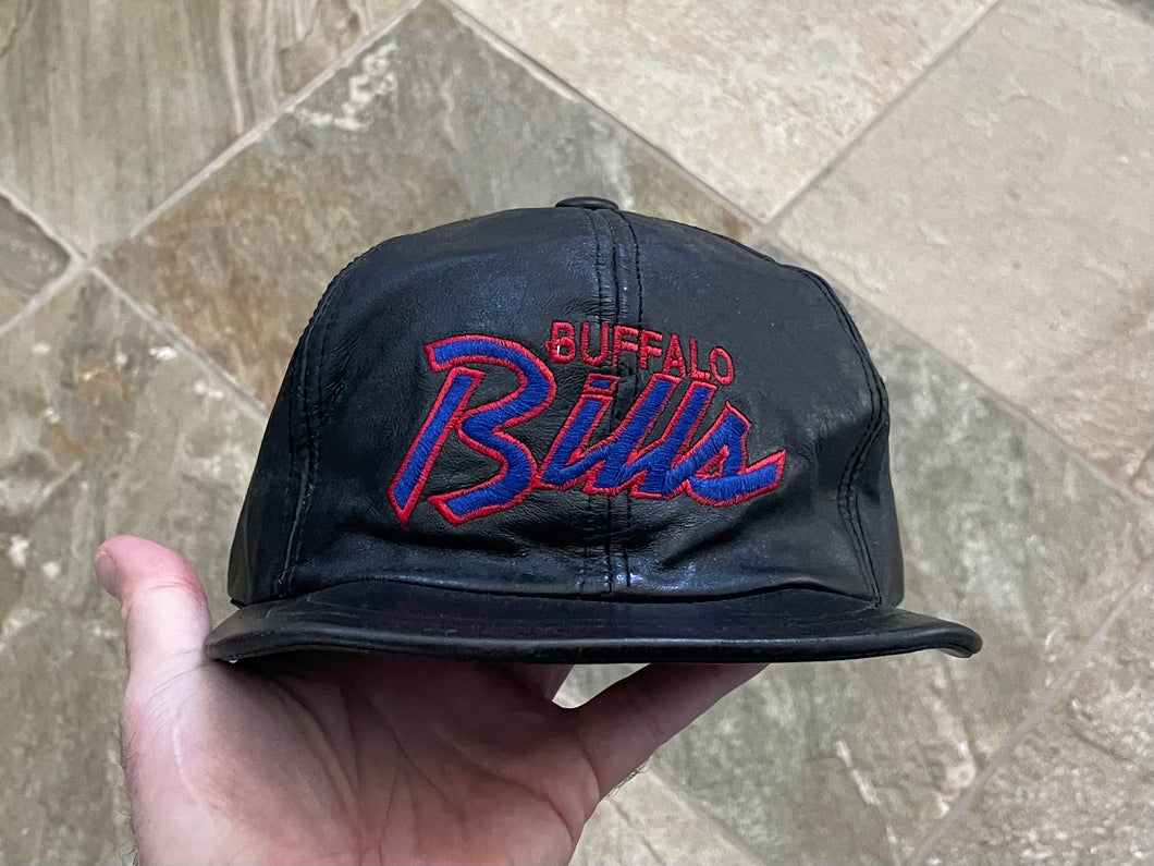 Vintage Buffalo Bills Leather Script Snapback Football Hat