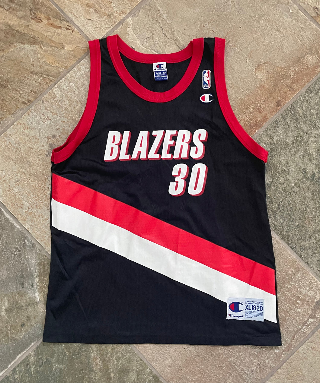 Size 44. Vintage 90s Champion NBA Blazers Rasheed Wallace 30 