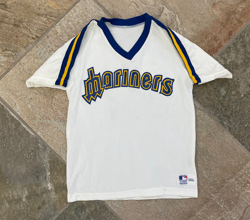 Vintage Seattle Mariners Sand Knit Baseball Jersey, Size Youth Medium, 10-12