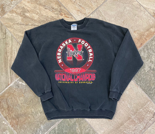 Vintage Nebraska Cornhuskers Football College Sweatshirt, Size Large