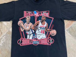 Vintage Dream Team Larry Bird Magic Johnson Nutmeg Basketball TShirt, Size Large