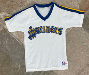 Vintage Seattle Mariners Sand Knit Baseball Jersey, Size Youth Small, 6-8