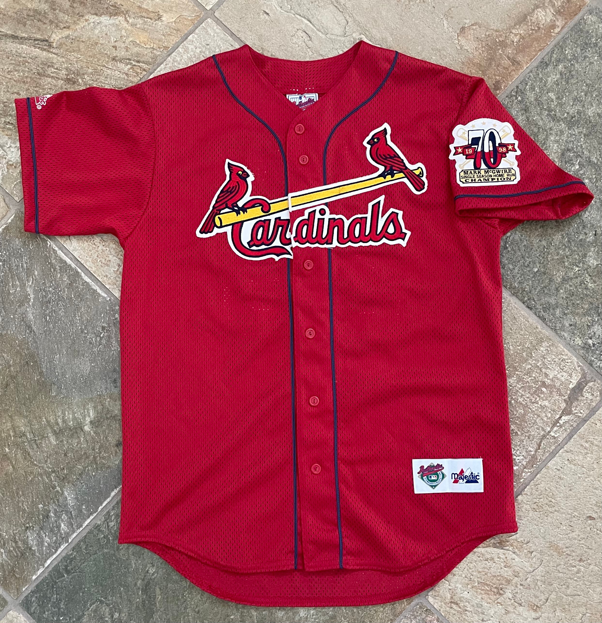 VTG Majestic St Louis Cardinals Baseball T Shirt Mens Medium Henley 12 MLB  Retro