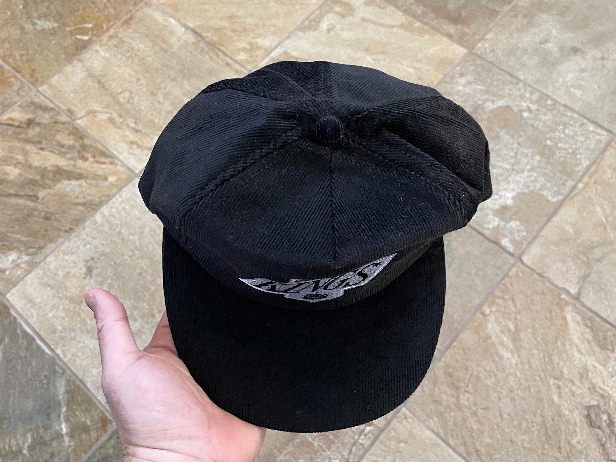 Vintage Ama Pro Black Corduroy Adjustable Hat Cap La Kings Hockey