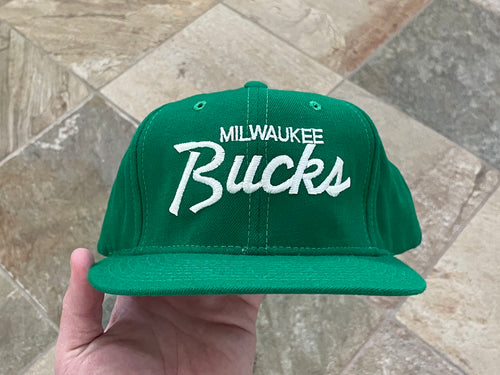 Vintage Milwaukee Bucks Sports Specialties Script Snapback Basketball Hat