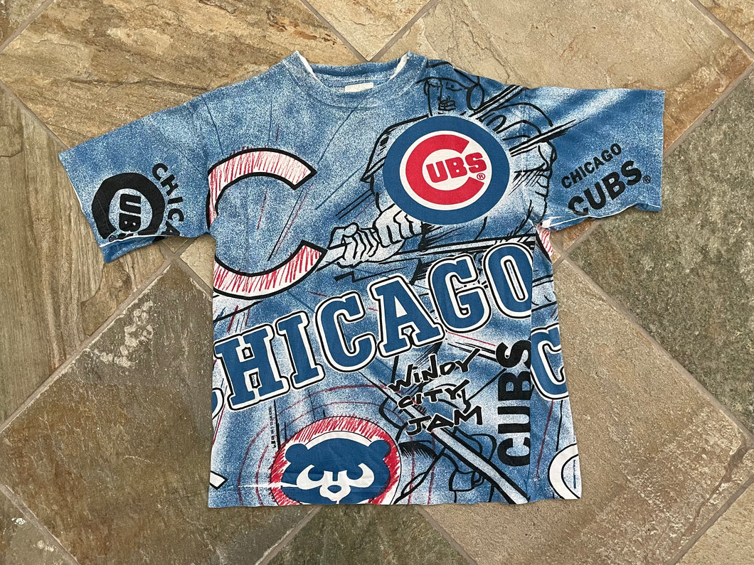 Vintage Chicago Cubs Trench AOP Baseball TShirt, Size Medium