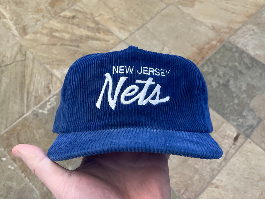 Vintage New Jersey Nets Sports Specialties Corduroy Script Snapback Basketball Hat