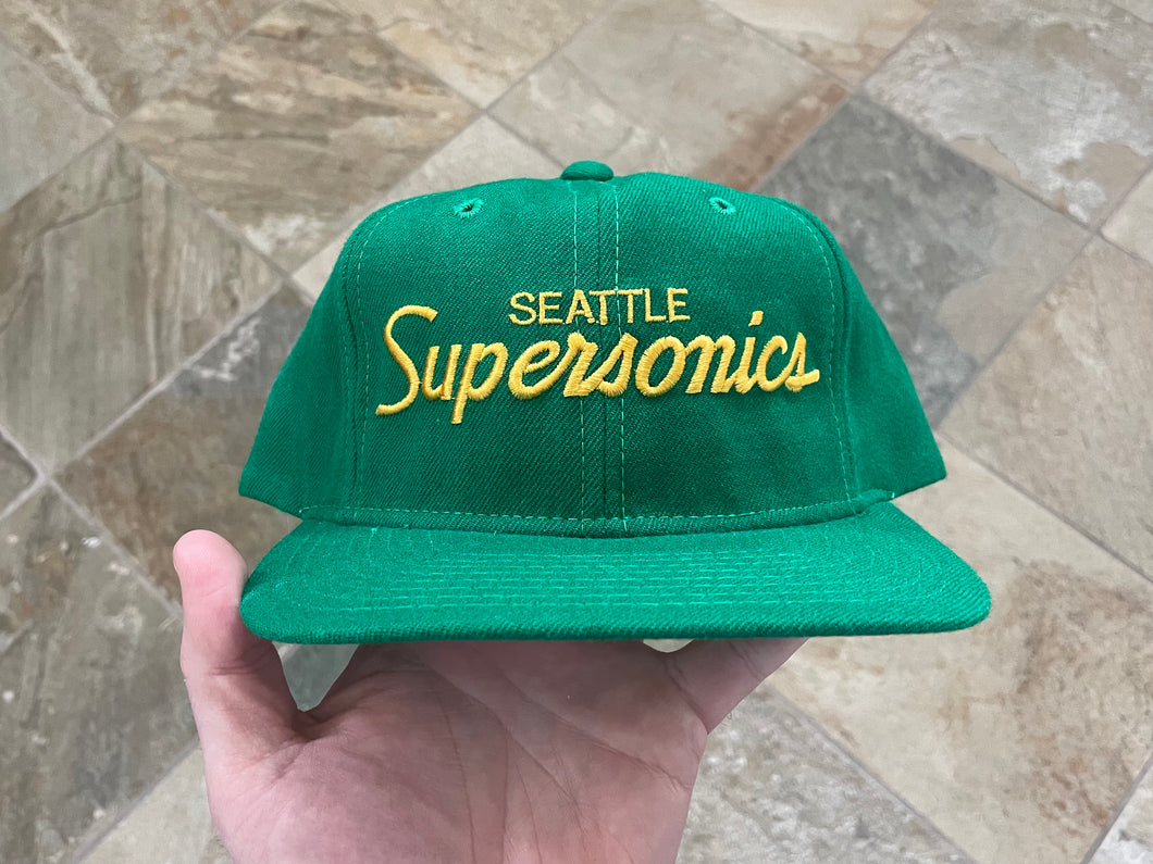 Vintage Seattle Supersonics Sports Specialties Script Snapback Basketball Hat